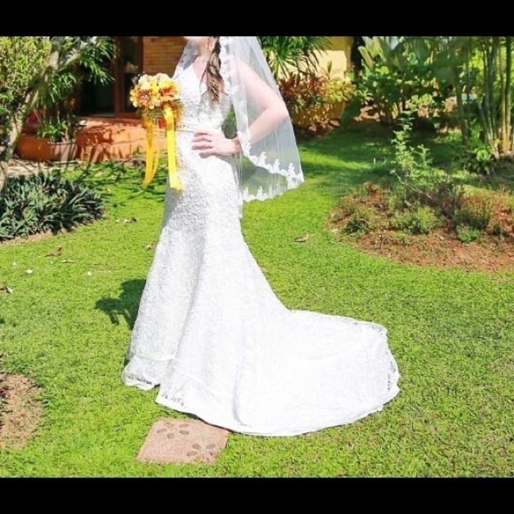 Ivory/Champagne Mermaid One Shoulder Wedding Dress